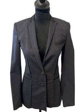 Rag & Bone Women’s Wool Blazer Navy Black Trim Tailored Career Office Siren